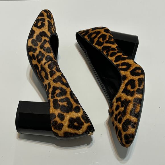 Michael Michael Kors Calf Hair Leopard Print Chunky Heel Pumps Heels Size 8 - Picture 4 of 11